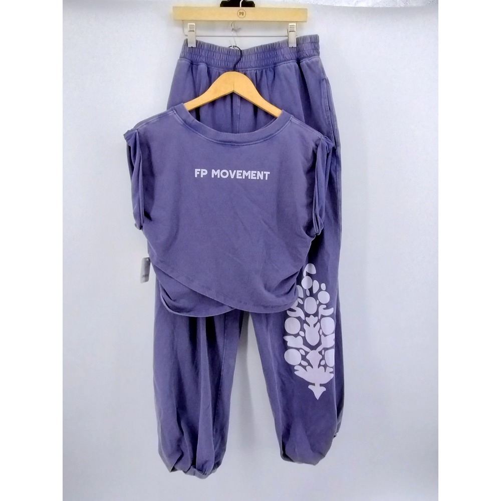 NWT FP Movement Hot Shot Logo Crossover 2 Piece Set Blue Indigo Pockets Large - Picture 3 of 16